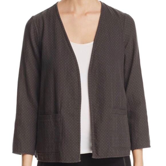 Eileen fisher Reversible Organic Cotton Doubleweave jacket stripe polka dot XL - Picture 1 of 8